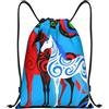 Zelinge Zaino con coulisse, per palestra, danza, yoga, Blu Cavallo Stilizzato, 16.5 x 19.6 inch, Zaini Daypack