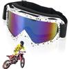 Dwitkul Occhiali Motocross,OTG Maschere Snowboard,Mascherina Casco Motocross - Antivento, Antiappannamento, protezione UV,Imbottiti Schiuma - Unisex per Moto, MTB, ATV, Casco Compatibile.（Bianco）