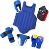 Folpus Set Protezione con Casco Imbottito Guanti Ergonomici Parastinchi Antishock Corpetto Garantisce Durante Training Adatto per Sport di, Blu M