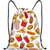 Generic Hamburger French Fries Ice Cream Pizza Zaino con Coulisse Impermeabile Borsa da Ginnastica Spazioso Sacca Zainetto per Donna Uomo Vacanze 39X46Cm