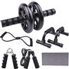 Ronyme Set di Rulli per Addominali con Ginocchiere, 2 Barre per Flessioni, Corda per Saltare E Fascia Elastica, Attrezzatura per Allenamento, 6 Pezzi