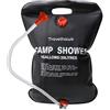 TravelHawk Doccia da campeggio, 20 l, soffione da giardino con tubo, doccia solare per campeggio, attività all'aperto, viaggi, sacco d'acqua, doccia da viaggio, doccia mobile, riscaldamento solare