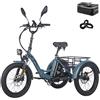 Fafrees F20 Mate Triciclo Elettrico per Adulti Batteria 48V 21Ah 20 Pollici Omologato Bicicletta Elettrica Pieghevole 180kg, Pieghevole A 3 Ruote 65N.m, Freni a Disco Idraulici