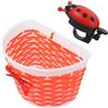 FESTFENDS Cestino per Bicicletta Piccolo in Plastica Intrecciata Fiocco e Campanello, Basket Anteriore Artigianale per Ragazzo e Ragazza, Adatto per Scooter e Colore Casuale Stili Multipli