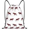 Generic Christmas Buffalo Plaid Moose Zaino Fitness Regolabili Borsa da Ginnastica Traspirante Sacca Sportiva per Escursionismo Vacanze All'Aperto 39X46Cm