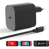 Jeestam Alimentatore Switch 2, 60W USB-C Caricatore per Nintendo/Steam Deck/OLED/Lite/Pro Controller, supporta la modalità TV 4K, per tablet/laptop/telefoni e altro, ricarica rapida con cavo USB-C 1,8 m