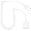 Leloco Cavo di prolunga a spirale, 1,5 m, spina europea, cavo a spirale a 2 fili, cavo di prolunga per TV, console di gioco, elettrodomestici, ufficio, esterno (bianco)