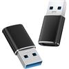Amzpas 【2 Pezzi Adattatore USB a Tipo C, Convertitore Maschio a Type C Femmina 3.0 Compatibile con iPhone 16/15/14 Plus PRO Max CarPlay MacBook iPad (Nero)