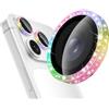 CloudValley All Bling Pellicola Protezione Fotocamera per iPhone 14/15/16/17 Pro e Pro Max (Modelli 2022-2025), 9H Vetro Temperato Ultra HD, Metallo Scintillante Antiurto, Multicolore Glitterato