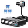 JOYROOM 210W Sdoppiatore Presa Accendisigari per Auto, USB Auto Splitter Accendisigari, 12V/24V 3 Prese Accendisigari, Adattatore Accendisigari QC3.0 & PD, Caricabatteria Auto LED Voltmetro per GPS