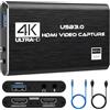 DUSEKI Catturatore Video Acquisizione Audio e Video USB 3.0 Scheda di Cattura 4K HDMI Loop-out 1080P 60FPS/2K 30FPS Cattura di Videogiochi per PS5/Switch/Fotocamera/PC/OBS/Xbox