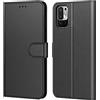 Tenphone - Cover per Xiaomi Redmi Note 10 5G, in pelle PU, con chiusura magnetica, compatibile con Redmi Note 10 5G, colore: Nero