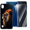 ESACMOT Vetro temperato e custodia per ZTE Blade A5 2019 - Leone 1 | 5.45 Custodia morbida con motivo e 2 pellicole protettive per schermo, scudo ultra trasparente antigraffio