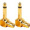 VISSQH 2 Pezzi 90 gradi Adattatore a audio 6,35 mm maschio a RCA femmina,Connettore spina mono RCA femmina a 6,35 mm