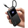 INIU Power Bank con cavo USB C integrato, 45 W 10000 mAh PD caricabatterie portatile a ricarica rapida tipo C, batteria esterna più piccola e leggera per iPhone 16/15 Pro Galaxy S25 Google iPad Travel