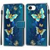 KENHONER Custodia per iPhone 17e / iPhone 16e, Farfalla | Portafoglio Pelle PU, Magnetica, Resistente Agli Urti, Scomparto Carte Credito, Pieghevole, Flip Libro, Motivo