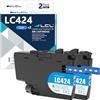 LCL Cartucce d'inchiostro Compatibile LC-424 LC424 LC-424C LC424C (2Pack, Ciano) Sostituzione per BROTHER DCP-J1200W DCP-J1200WE Printer