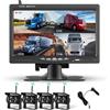 Hodozzy Kit Telecamera di Retromarcia Digitale Wireless con 4 Telecamere 1080P, Monitor Schermo 4 Diviso 7 Pollici con BSD, Visione Notturna Impermeabile Telecamere Posteriori per Camion RV 12V-36V Hodozzy