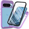 RonRun Cover Google Pixel 10/Pixel 10 Pro, Antiurto 360 Gradi Full Case con Protezione per Schermo Incorporata, Trasparente Rugged TPU Bumper Doppia Protettiva Case Viola chiaro