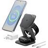 KU XIU Qi2 3-in-1 Caricatore Wireless per Samsung, 15W Magnetica Stazione di Ricarica per Galaxy S25, Z Fold7, Ricarica Rapido da Viaggio per Galaxy Watch, per Galaxy Buds (Adattatore 45W Incluso)