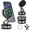 CarsMinders Caricabatterie da auto senza fili da 15 W con ventosa sottovuoto e supporto magnetico per telefoni cellulari, girevole a 360° e pieghevole a tre assi, supporto cellulare per iPhone e Android