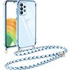 Vauki Cover con Cordino per Samsung Galaxy A33 5G, Carina Motivo Cuore Custodia con Collana, Antiurto Ultra Silicone TPU Morbida e Sottile Catena per Cellulare Case per Samsung A33 5G 6.4, Blu