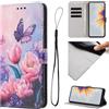 TUUNKMUY Custodia a portafoglio per Motorola Moto Edge 40 neo, in pelle, con chiusura magnetica, motivo farfalla rosa