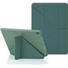 MuyDouxTech MuyDoux Custodia Origami per iPad 10,2 Pollici 9a (2021) 8a (2020) 7a (2019) Generazione, 5-in-1 Angoli di Visuale Multipli, Cover Posteriore Morbida Flessibile, Auto Svegliati/Sonno, Verde Notte