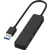 Supecesorio Hub USB 3.0 a 4 porte con cavo da 30 cm, mini splitter USB portatile, per desktop, laptop, flash drive, HDD, console, stampante, PC, tastiere