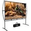 GT GETCO TECH Telo Proiettore con Supporto Design Senza Rughe Formato 16: 9 120 telo proiettore per Home Theater Cinema per Proiezioni Domestica & All'aria Aperta Proiezioni Anteriore e Schermo Proiettore