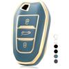 OFF WE GO Custodia Chiave Guscio Auto Copertina Chiave Macchina per Peugeot 208 308 408 508 307 2008 3008 5008 Citroen C3 C4 C5 DS3 DS5 DS7 Guscio Cover Portachiavi Telecomando Cancello, Oro Blu
