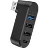 ノーブランド品 Splitter per porta USB - Hub USB 3.0 a 4 porte, espansore dati ad alta velocità, adattatore multi-porta girevole, stazione di espansione compatta, hub plug and play per laptop e tablet workstation
