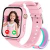 PTHTECHUS Smartwatch per Bambini, 4G Orologio GPS Bambini, Videochiamata e Telefono, WIFI/GPS/LBS Contapassi Ricevi SMS SOS Calcolatrice Timer Sveglia, Regali per Bambini Dai 4 Anni in Su, Rosascuro