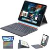 Seagtigau Custodia per tastiera QWERTZ tedesca per iPad, tastiera magnetica rimovibile illuminata con touchpad, Kickstand (grigio, iPad Air 11, Pro11 (1-4th), Air 4/5, 11/10th)