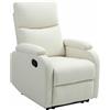 EasyComfort Poltrona Reclinabile Manualmente a 60° Extra Imbottita in Tessuto con Poggiapiedi, Crema
