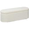 EasyComfort Panca Fondo Letto in Tessuto Teddy con Vano Contenitore per Ingresso e Camera, 116x41x40.5cm, Crema