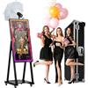 JIAQINMOTD Cabina fotografica con specchio magico da 101,5 cm, portatile per selfie con touch screen da 21,5 pollici, mini PC integrato, torcia, custodia per feste, matrimoni, eventi (nero, macchina per
