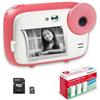 AgfaPhoto AGFA PHOTO Realikids Instant Cam + 1 scheda Micro SD da 32 GB +3 rotoli di carta termica ATP3WH-Fotocamera istantanea per bambini,schermo LCD da 2,4, specchio selfie e filtro fotografico,colore:Rosa