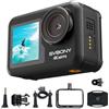 SVBONY ACT20 (2nd) Action Camera 4K 60FPS, EIS 2.0, Fotocamera Subacquea da 12m(Senza Corpo), Comando Vocale, Doppio Schermo, Due Batterie da 1350mAh Adatte per Snorkeling