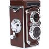 Topiky Fotocamera Stile TLR retrò Vintage Videocamera 2.7K Videocamera Vlog con Messa a Fuoco Automatica da 24 MP per Principianti Viaggi in Pelle ABS (BROWN)