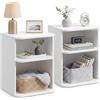 VASAGLE Comodini, Snapsemble Montaggio Rapido, Set di 2, Tavolini Bassi a 3 Livelli con Ripiani Aperti, per Camera da Letto e Soggiorno, per Piccoli Spazi, 30 x 35 x 45 cm, Bianco Nuvola LET123WE01-2J
