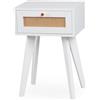 Menzzo Comodino DALGORA 1 cassetto con cannatura - 40 cm - Mobile camera da letto moderno - Pratico portaoggetti