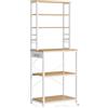 VASAGLE Scaffale da Cucina con Ciabatta, Supporto per Forno a Microonde, Portaoggetti a 6 Ripiani con 6 Ganci per Bar, in Acciaio, 40 x 60 x 167 cm, Rovere Dorato e Bianco Nuvola KKS124Y01