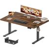JUMMICO Scrivania Regolabile in Altezza Elettrica 140x70 cm, Scrivania Ergonomica Seduta in Piedi con Vassoio per Cavi e Porta USB, Scrivania per Computer Ufficio, Marrone