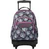 TOTTO - Zaino per la scuola con ruote, modello Renglones, capacità 26,21 litri, tasca per PC da 14, tasca per bottiglia, cinghie a S per un maggiore comfort, resistente, stampa gattino rosa