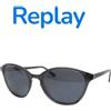 REPLAY Occhiali da Sole Uomo Donna Plastica Anni Vintage 2000's Grigio Rotondi