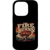Christian Revival Faith Fire Cross Custodia per iPhone 14 Pro Retro Mountain Cross Il fuoco brucia ancora