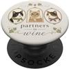Paw Pact Prints Partners In Wine Cats Vintage Felino Umorismo Amanti dei gatti PopSockets PopGrip Adesivo