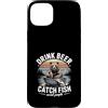 Bear Fishing Beer Lover Lake Custodia per iPhone 15 Plus Bere Birra Cattura Pesce Evitare Persone Pesca