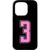 Uniform Number Pink SUL RETRO E FRONTE Custodia per iPhone 15 Pro Rosa Numero 3 Uniforme Numerata Squadra Sportivo